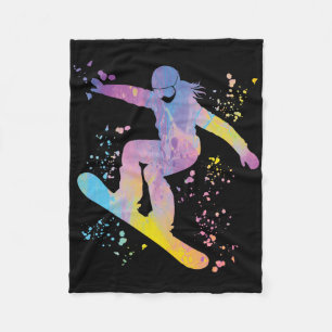 Snowboarder Colourful Snowboard Snowboarding &#; Fleece Blanket