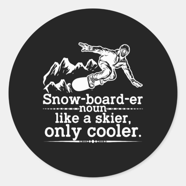 Snowboarder Definition Funny Snowboarding Winter S Classic Round Sticker (Front)