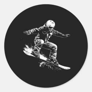 Snowboarder Drawing Snowboarding Slope 1 Classic Round Sticker