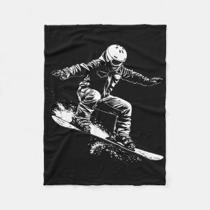 Snowboarder Drawing Snowboarding Slope 1 Fleece Blanket