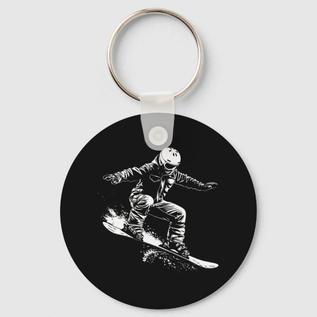 Snowboarder Drawing Snowboarding Slope 1  Key Ring (Front)