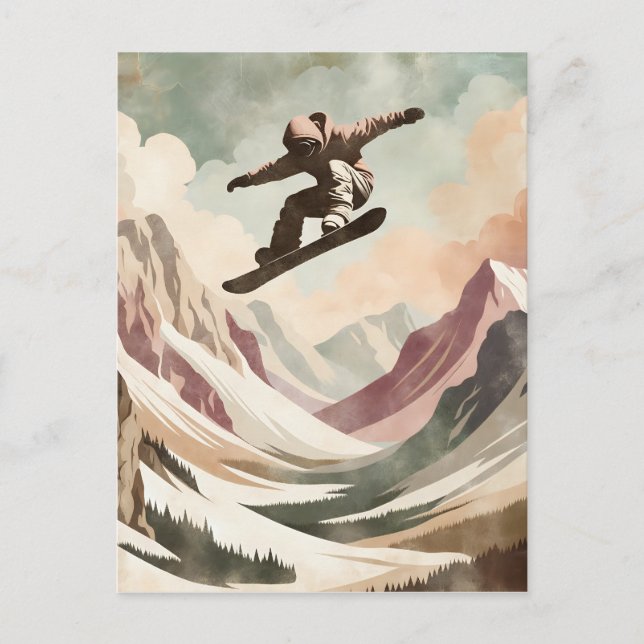 Snowboarder Enjoying the Snowy Mountains Postcard (Front)