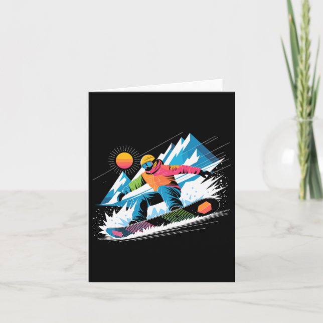 Snowboarder Explore The Slopes Snowboarding Lover  Card (Front)