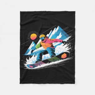 Snowboarder Explore The Slopes Snowboarding Lover Fleece Blanket