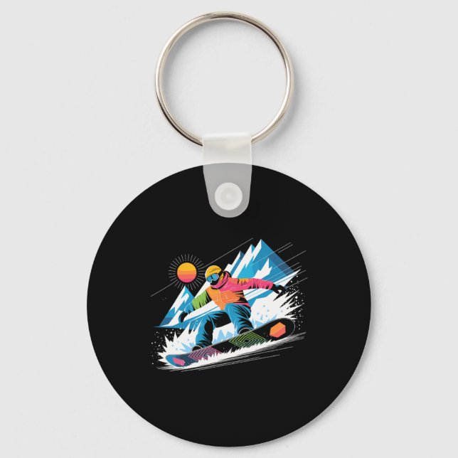 Snowboarder Explore The Slopes Snowboarding Lover  Key Ring (Front)
