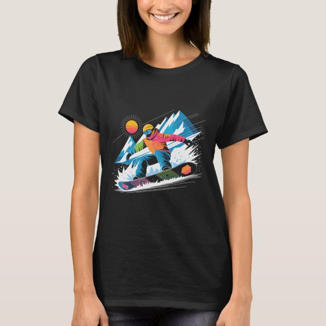 Snowboarder Explore The Slopes Snowboarding Lover  T-Shirt (Front)
