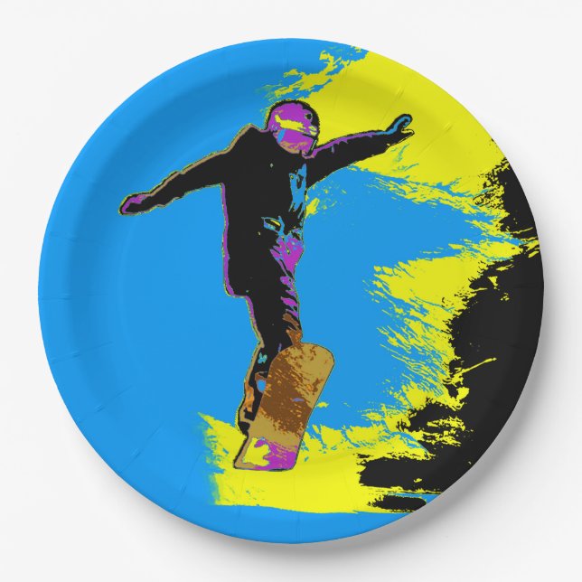 Snowboarder Flight - Snowboarder Paper Plate (Front)