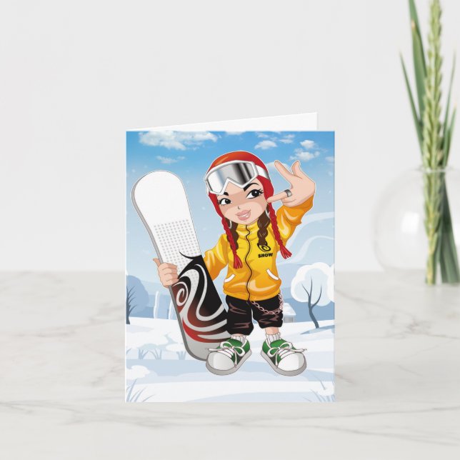Snowboarder  Folded Greeting Card (Front)