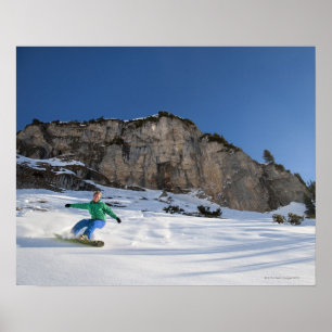 Snowboarder free riding poster