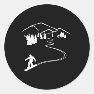 Snowboarder Freeriding Design Snowboard Apres Ski  Classic Round Sticker