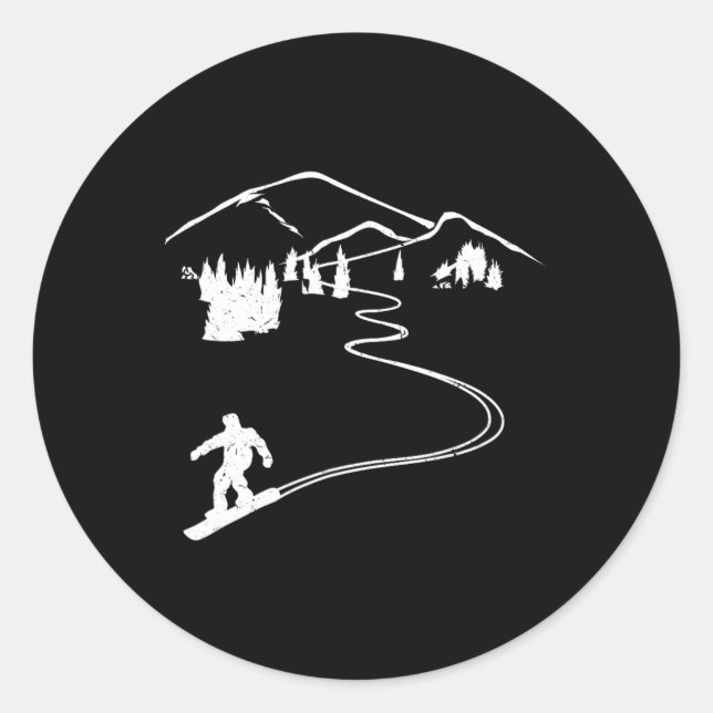 Snowboarder Freeriding Design Snowboard Apres Ski  Classic Round Sticker (Front)