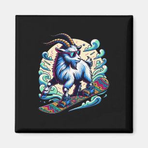 Snowboarder Goat Adventure In Snowy Mountains Desi Magnet