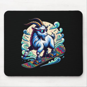 Snowboarder Goat Adventure In Snowy Mountains Desi Mouse Pad