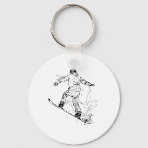 Snowboarder Graphic Alpine Snowboarding Key Ring