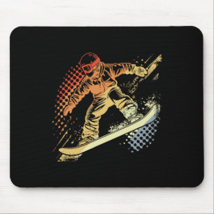 Snowboarder Graphic Retro Style Alpine Snowboardin Mouse Pad
