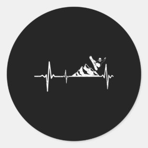 Snowboarder Heartbeat Mountain Pulse Snowboarding  Classic Round Sticker
