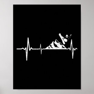 Snowboarder Heartbeat Mountain Pulse Snowboarding  Poster
