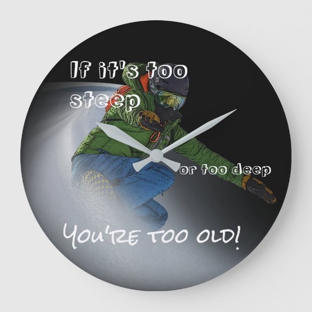 Snowboarder - If It's Too Steep Large Clock (Front)