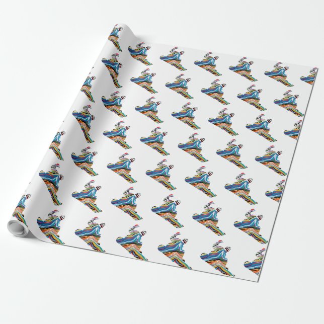 Snowboarder in a Psychedelic Zebra Print Wrapping Paper (Unrolled)