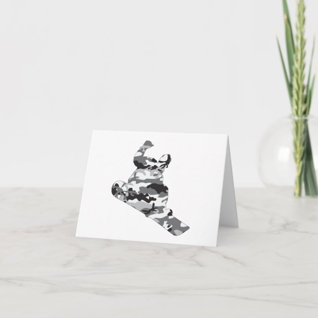 Snowboarder in Camouflage Grey Thank You Card (Front)
