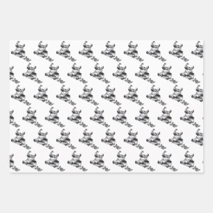 Snowboarder in Camouflage Grey Wrapping Paper Sheet