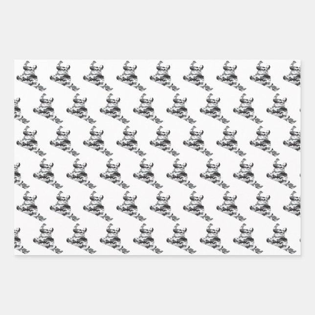 Snowboarder in Camouflage Grey Wrapping Paper Sheet (Front)