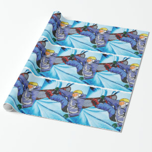 Snowboarder in Edgy Snowstorm Wrapping Paper