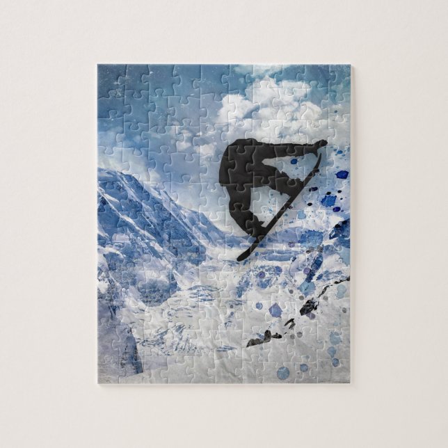Snowboarder In Flight Jigsaw Puzzle (Vertical)