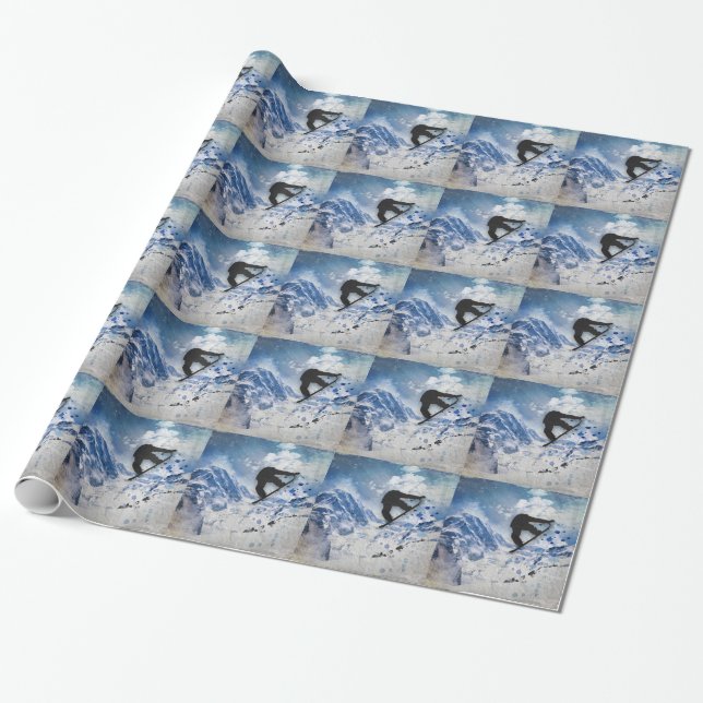 Snowboarder In Flight Wrapping Paper (Unrolled)