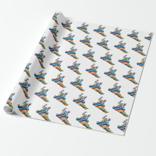 Snowboarder in Psychedelic Cheetah Pattern Wrapping Paper