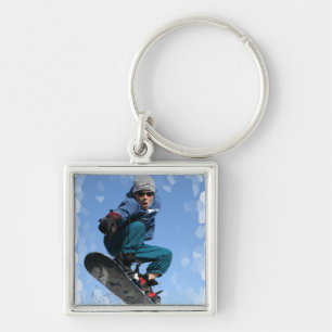 Snowboarder in the Snow Keychain