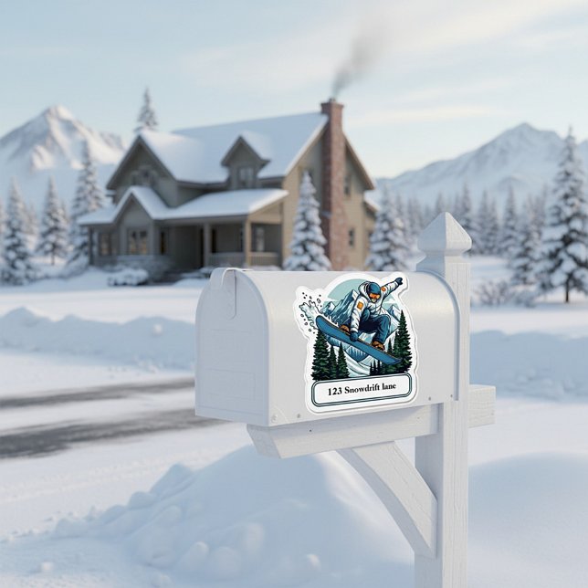 Snowboarder mailbox address sticker (Creator Uploaded)