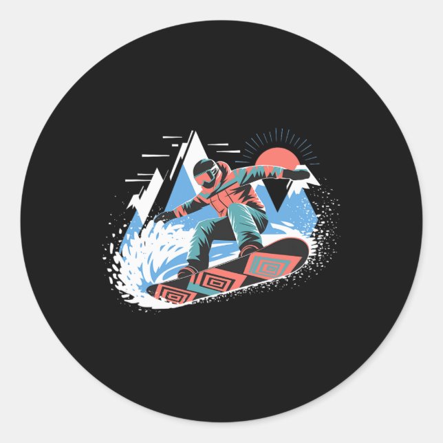 Snowboarder Master The Slopes Snowboarding Snowboa Classic Round Sticker (Front)