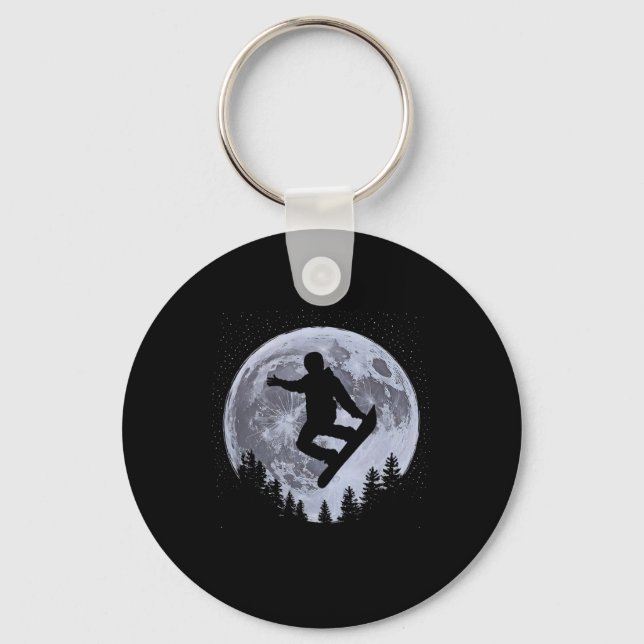 Snowboarder Moon Snowboarding Freestyle Pro Snowbo Key Ring (Front)