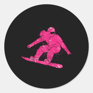Snowboarder Mountains Ski Slope Retro Snowboarding Classic Round Sticker
