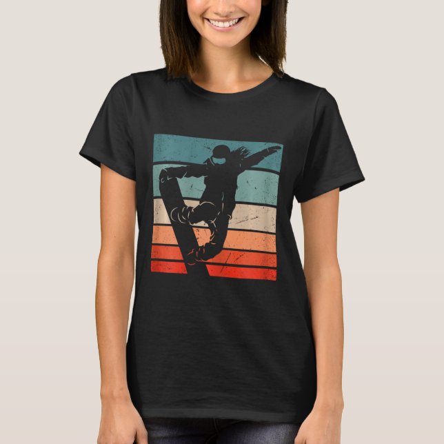Snowboarder Mountains Ski Slope Retro Snowboarding T-Shirt (Front)