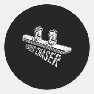 Snowboarder Powder Chaser Funny Snowboarding Child Classic Round Sticker