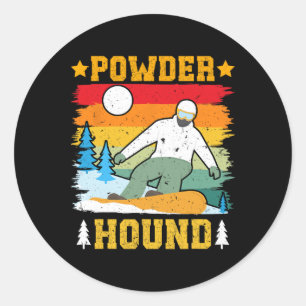 Snowboarder Powder Hound Funny Snowboarding Kids  Classic Round Sticker
