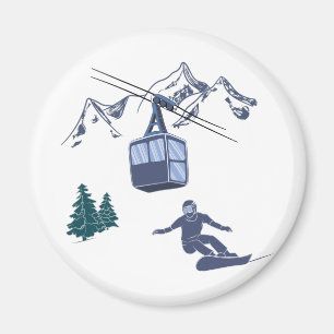 Snowboarder Power to The People Ski Resort Magnet