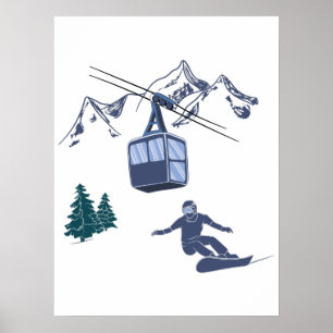 Snowboarder Power to The People Ski Resort Poster