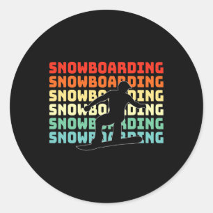 Snowboarder Retro Snowboarding Lover  Classic Round Sticker