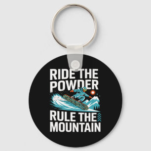 Snowboarder Ride The Powder Rule The Mountain Snow Key Ring