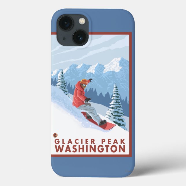 Snowboarder Scene - Glacier Peak, Washington Case-Mate iPhone Case (Back)
