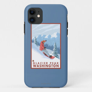 Snowboarder Scene - Glacier Peak, Washington iPhone 11 Case
