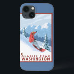 Snowboarder Scene - Glacier Peak, Washington iPhone 13 Case<br><div class="desc">Snowboarder Scene - Glacier Peak,  Washington - Vintage Travel Poster was created in 2007. This image depicts scenes from Glacier Peak,  WA.</div>