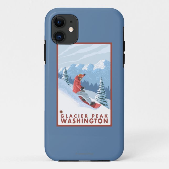 Snowboarder Scene - Glacier Peak, Washington Case-Mate iPhone Case (Back)