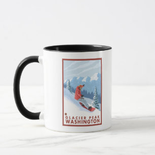 Snowboarder Scene - Glacier Peak, Washington Mug