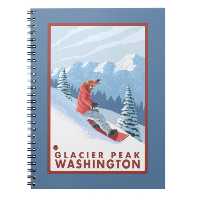 Snowboarder Scene - Glacier Peak, Washington Notebook (Front)