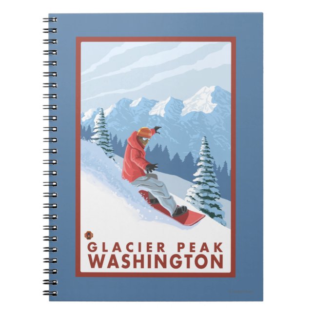 Snowboarder Scene - Glacier Peak, Washington Notebook (Front)