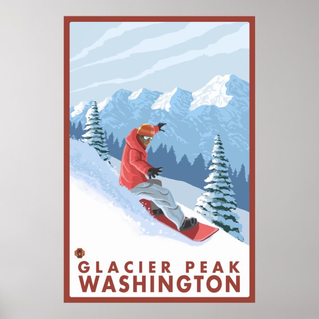 Snowboarder Scene - Glacier Peak, Washington Poster (Front)